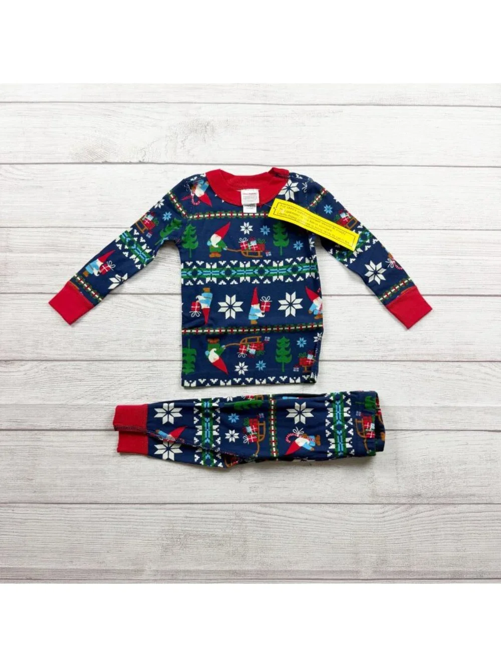 Hanna Andersson Organic Cotton Holiday Pajama Set Gnome Fair Isle Print NWT 2T